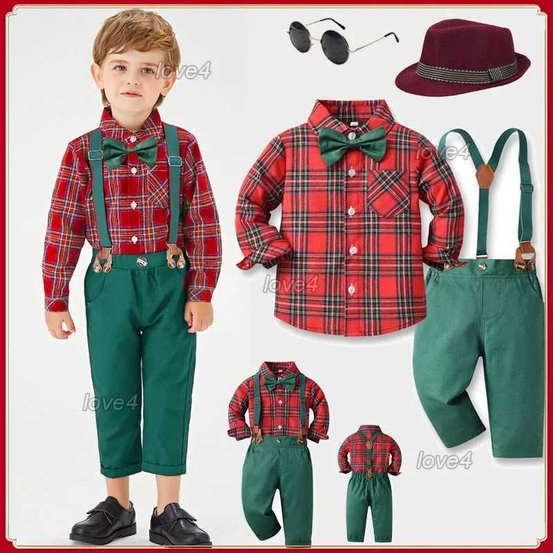 Christmas Outfit for Baby Boy Girl Brother and Sister Matching Outfits Shirt Suspender Pants for Kids Princess Dress for Girl W241213