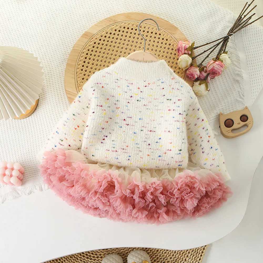 Girls dress set autumn and winter childrens knitted sweater Tutu Skirts 2-piece baby Christmas costume party set W241213