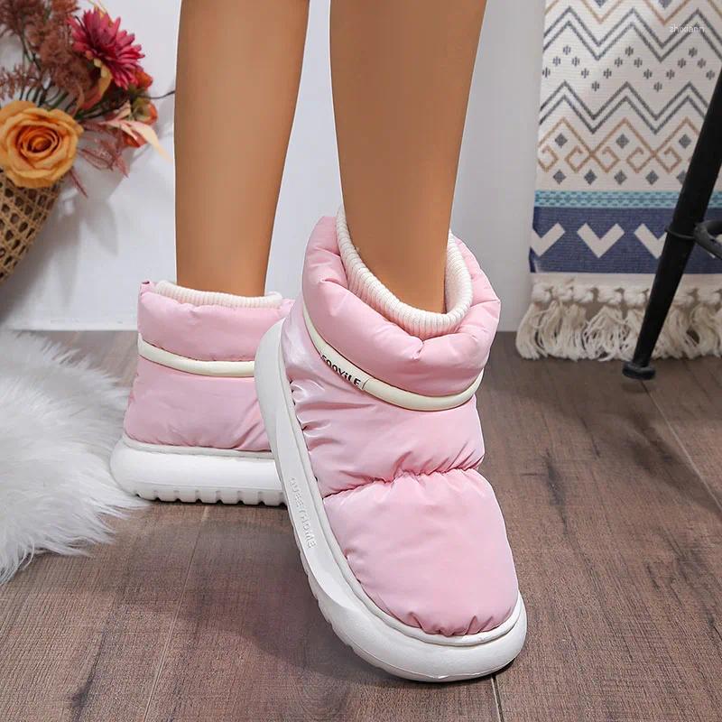 2025 NEW Boots Waterproof Soft Plush Ankle Women Winter Thick Sole Non-Slip Snow Woman Down Comfort Keep Warm Cotton Padded Shoes zhanyishengli