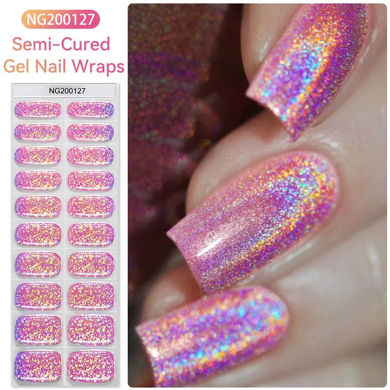Semi curing packaging Fast gel nail sticker Earth gel packaging adhesive Full cover gel nail decal UV lamp curing process decoration 241205