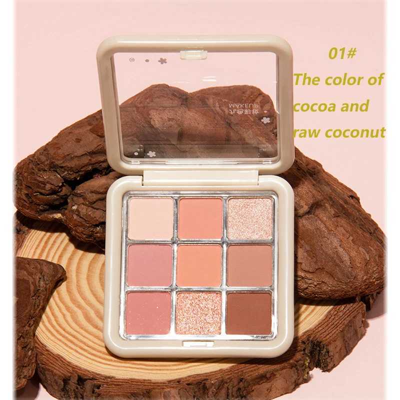 The nine-color eyeshadow palette for makeup featuring glittery matte and pearlescent finishes as well as fine shimmers helps W241213