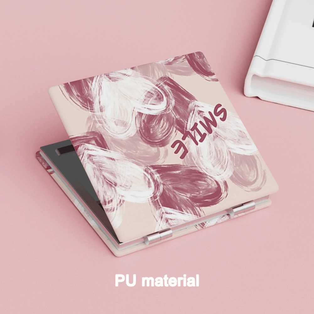 Mini Double-Sided Folding Pink Vanity Mirror Cute Handheld Cosmetic Mirror Portable Square High-Definition Mirror Make Up ToolsXJ241213