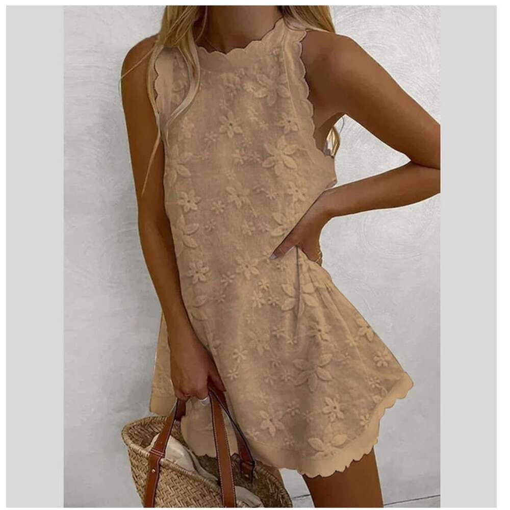 Summer New Loose Round Neck Lace Sleeveless Vest Dress, Fashionable Quality Classic