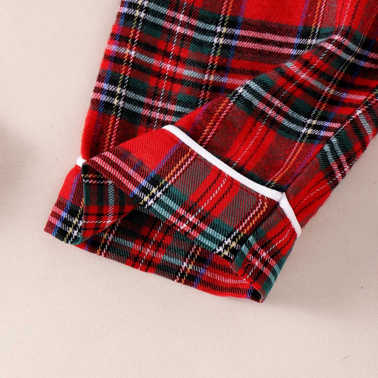 2PCS Autumn New Style For 1-3 Year Old Girls Comfortable And Fashionable Doll Collar Red Plaid Long-Sleeved Suit W241213