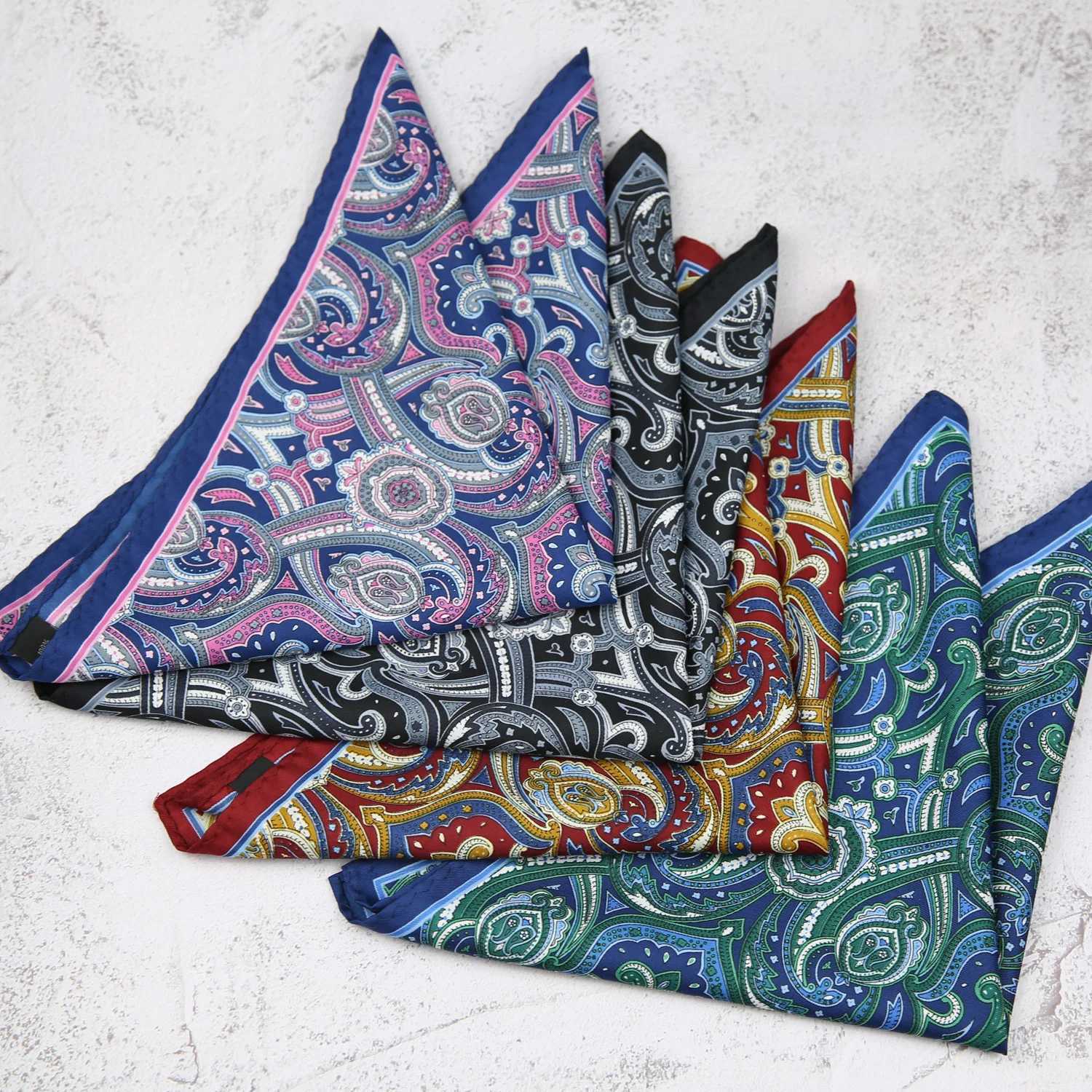 Linbaiway Pocket Square Hanky Mens Paisley Flower Printed Handle Pocket Square Party Hanky Chest Towel W241213