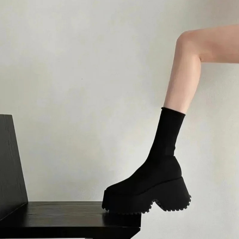 Ankle Super High Heels Chelsea boots womens shoes short and chubby womens shoes sexy pump platform Gothic motorcycle snow boots 241213