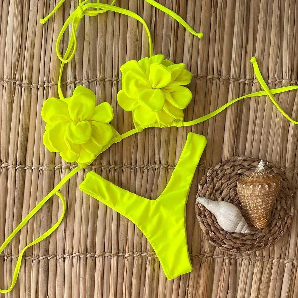 Sexy Floral Micro Bikini 2024 Women Swimsuit Fa Swimwear Thong Bikinis Set Brazilian Beach Wear Bathing Suit BiquiniXJ241212
