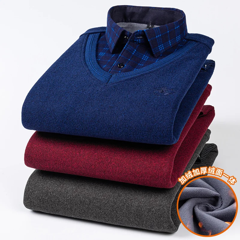 camisas de hombre two piece set men clothing ner clothes long sleeve fleece thickened warm sweater 241213