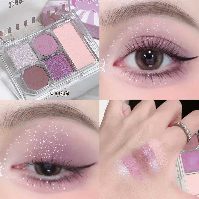 5-color eye shadow palette matte bare brown purple highlights eye shadow durable waterproof natural daily makeup W241213