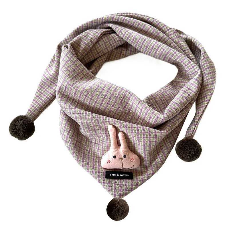 Scarves Wraps 3-8Y New Autumn Winter Scarf for Baby Boys Girls Knitted Triangle Scarf Outdoor Warm Kids Mufflers Children Crochet Baby Scarf H241213