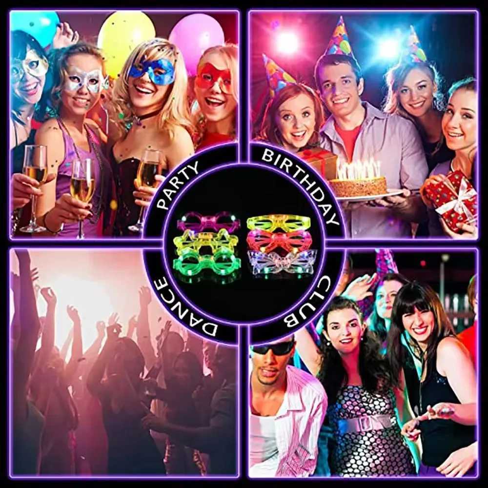 Sunglasses 10/20/30/40/50 Pcs LED Light Up Glasses Glow In The Dark Neon Party Supplies for Kids Adults Birthday Decoration H241213NQ82