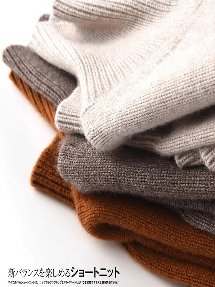 Autumn and winter 100 pure cashmere sweater womens thick turtle neck pullover loose knit 241212