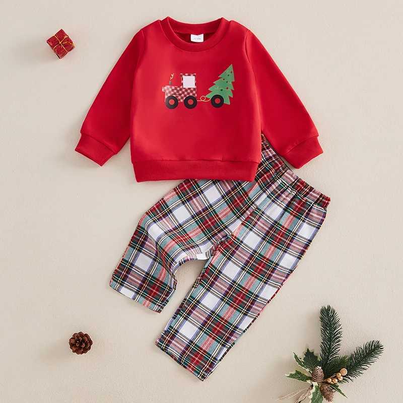 Ma baby 1-5Y Christmas Childrens Baby Boys and Girls Clothing Set Christmas Clothing Tree Printed Long Sleeve Top Flat Pants W241213