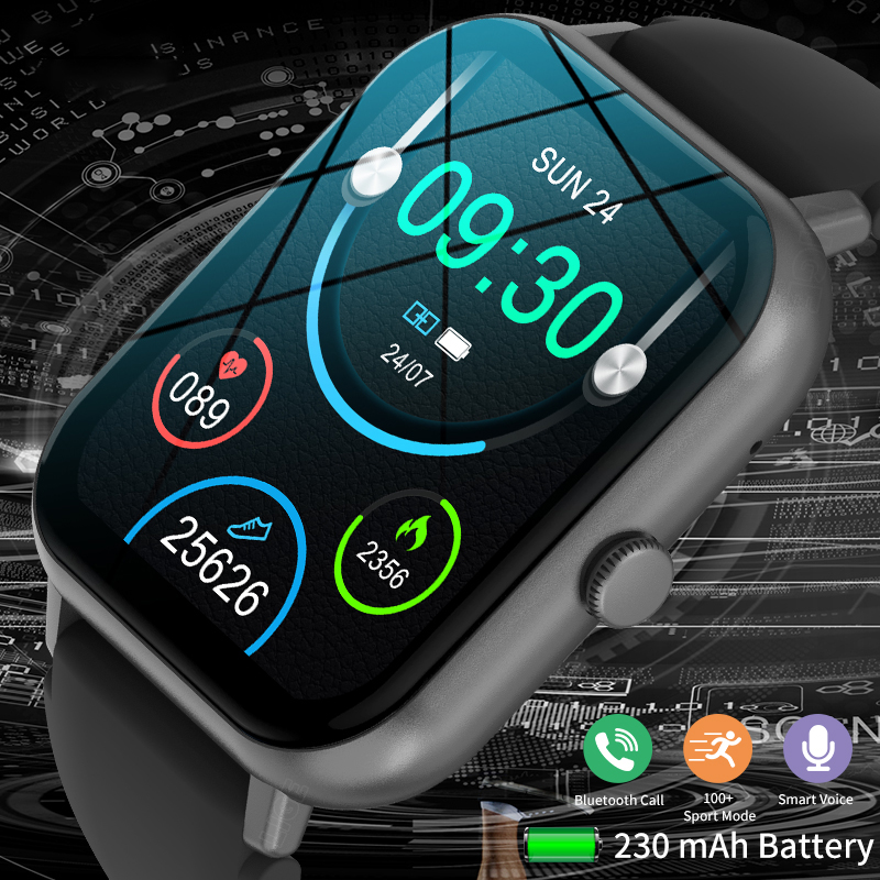 LIGE 1.82-inch Square Color Screen Smart Watch Multi functional Waterproof Step Counting Alarm Clock Wireless Call Message Push Watch