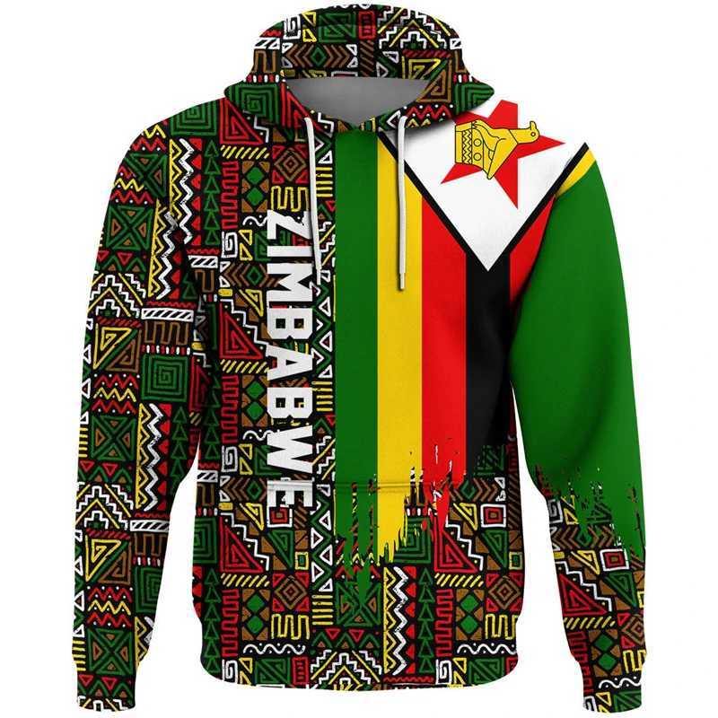 Zimbabwe flag map graphic sports shirt emblem hoodie mens AFrican boys hoodie casual mens Jersey top W241213