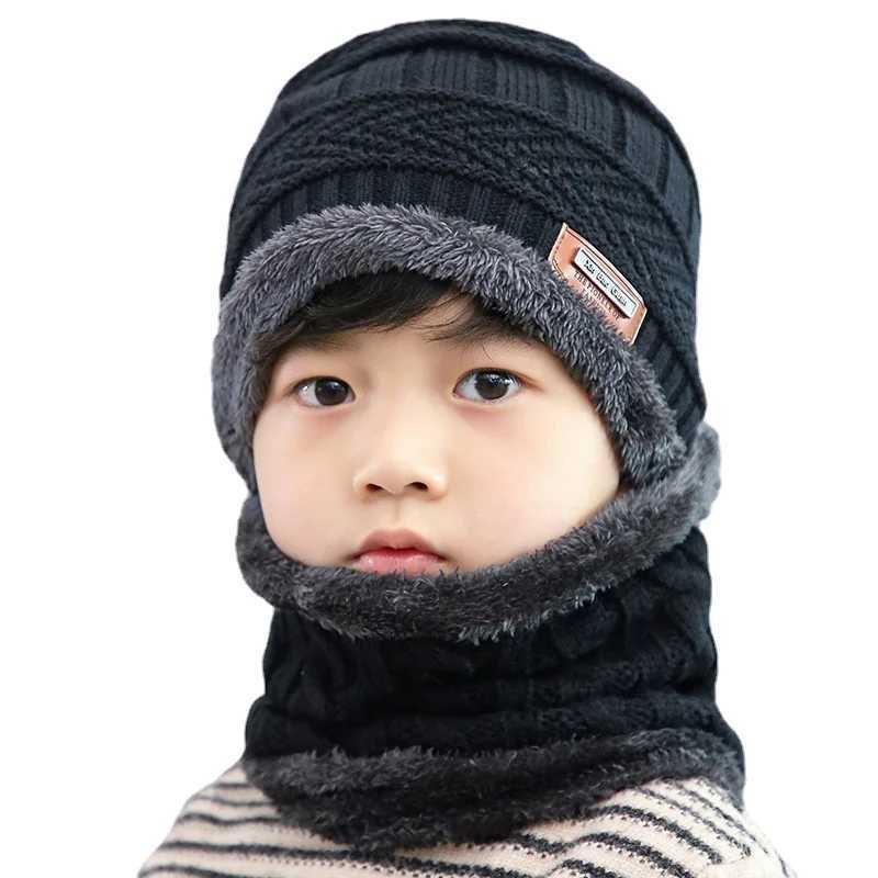 2Pcs Hat Scarf Sets Baby Hat Children Cap Warm Winter Hats for Kids Boys Girls Knitted Warmer Beanie Caps Bonnet Ski BalaclavaXJ241213