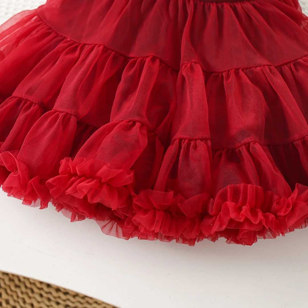 Cute Girl Christmas Set Winter Long Sleeve Embroidered Knitted Sweater with Tutu Ski Baby 2-6 Years Happy New Year Costume W241213