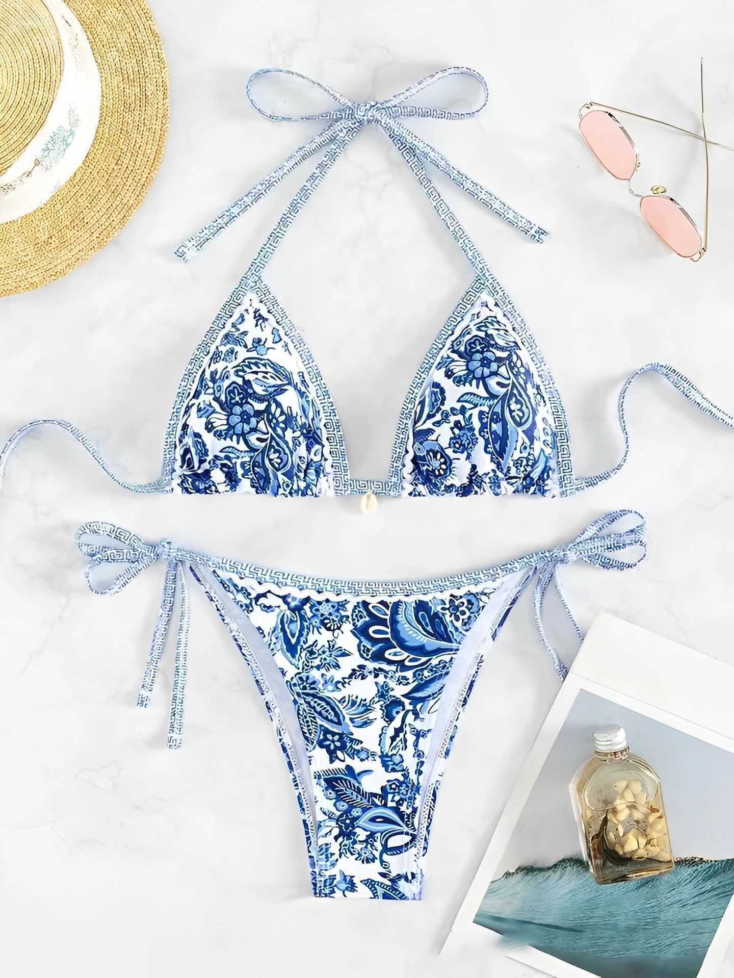 2024 Halter String Triang Two Piece Bikini Women Swimwear Fa Swimsuit Bathers Bathing Swimming Suit Beachwear SummerXJ241212