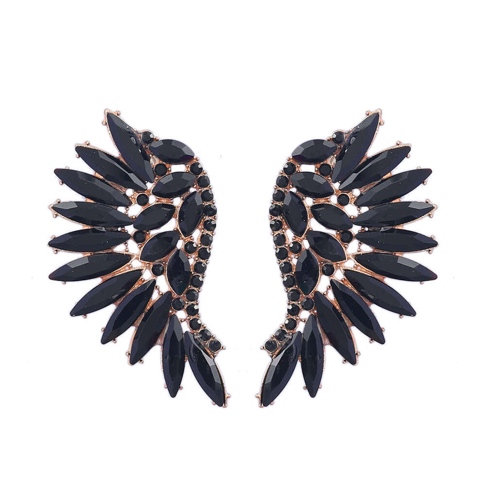 Colorful dia heavy-duty exaggerated fan-shaped wing fashionable earrings, bohemian style