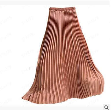 Chiffon Pleated Solid Color High Half Length For Women, Elastic Waist Chiffon Skirt Fashionable Quality Classic