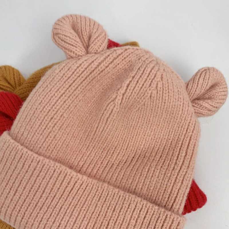 Cute Bear Ear Baby Hat Winter Soft Warm Knitted Boy Girl Hats Beanie Solid Color Infant Toddler Cap Bonnet Kids CapsXJ241213