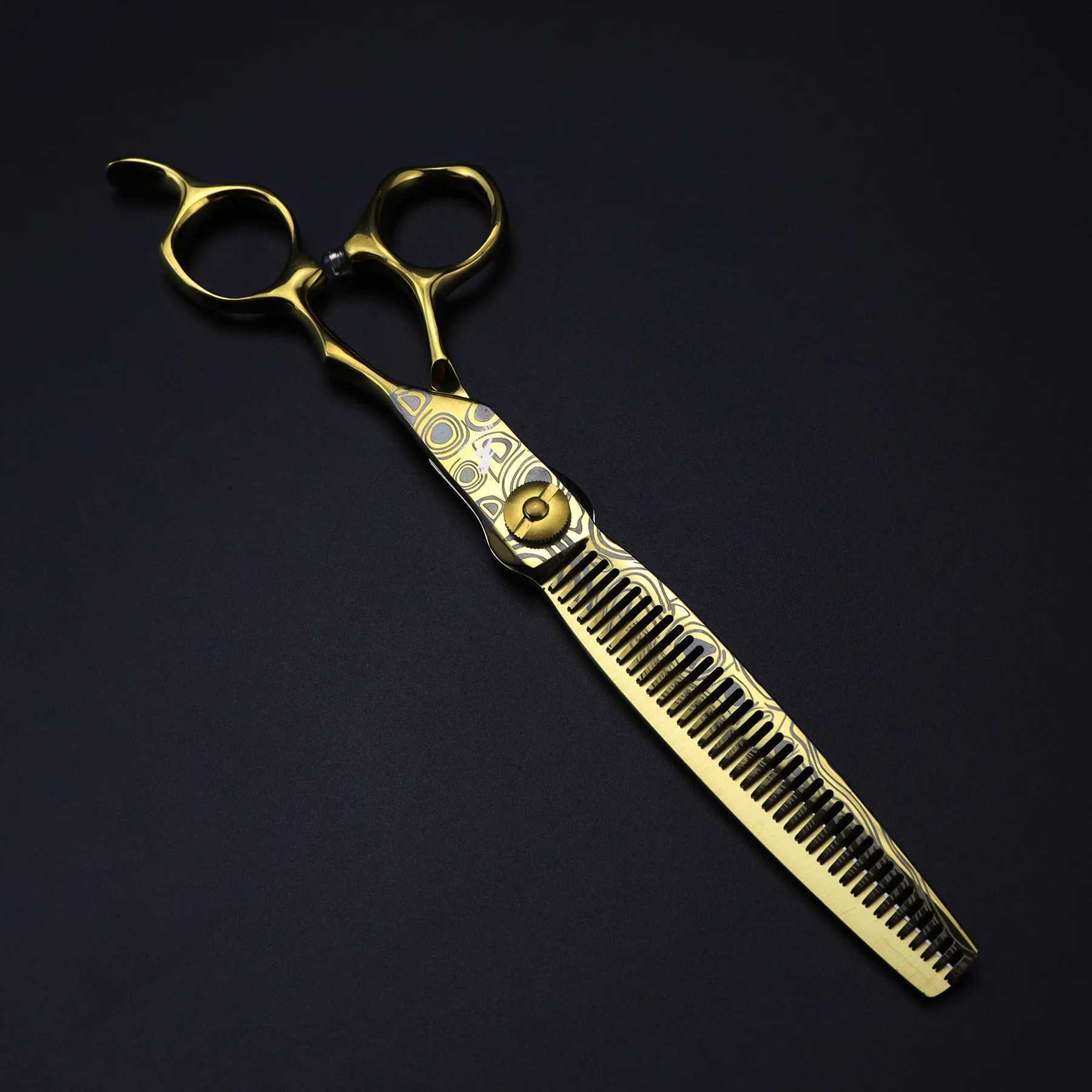 New Arrival Professional Gold JP440c Top Steel 7 Damask Pattern Hair Scissors Haircut Thinning Barber Cutting Shears Hairdresser Scissors Z241213