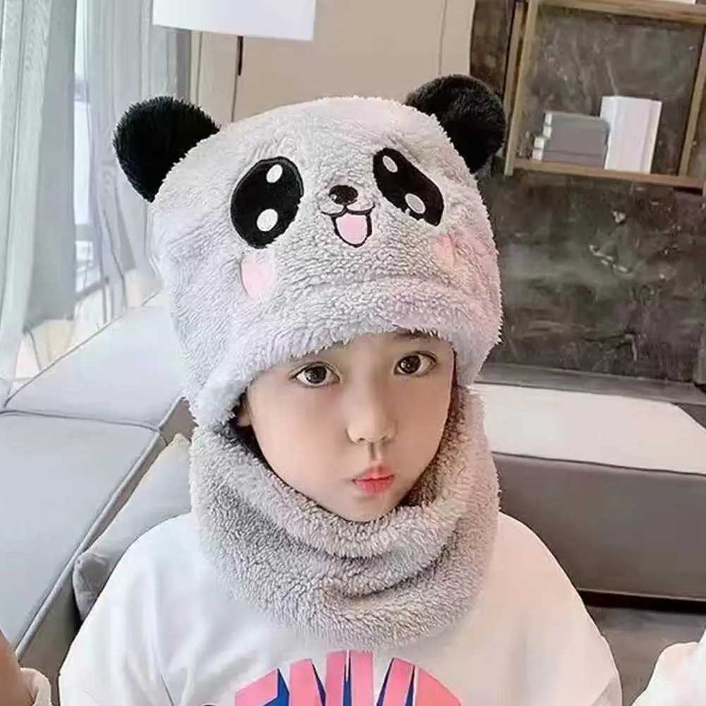 Fashionable Autumn and Winter Cute Childrens Scarf Hat Two Piece Set Double Layer Wool Warm Boys and Girls HatXJ241213