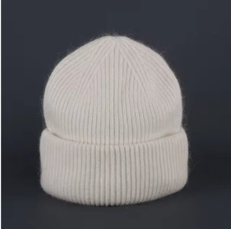 Winter rabbit fur fluffy knitted hat warm Angora bunny hat suitable for women soft skiing outdoor knitted wool hat 241205