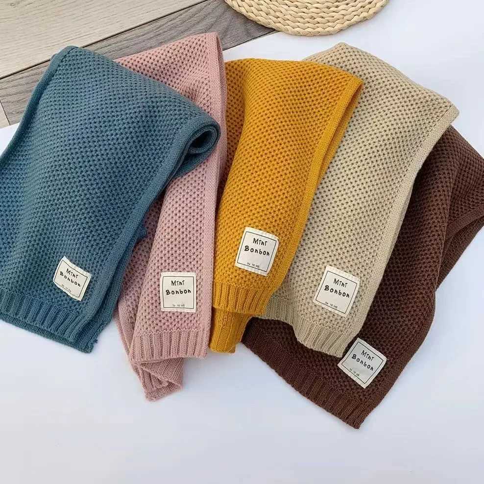Scarves Wraps Kids Scarf Autumn Winter Fashion Childrens Knitting Baby Bib Wool Knitting Winter Versatile Female Warm Girl Boy H241213