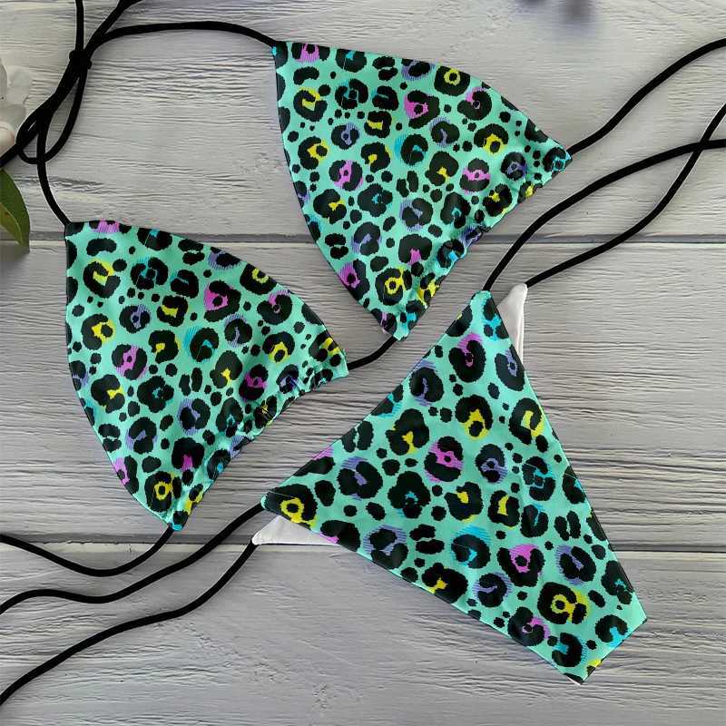 High Cut Micro Bikini Women opard Bandage Push Up Swimsuit Sexy Bathing Suit Padded Thong Swimwear Beach BikiniXJ241212
