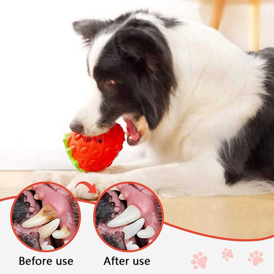 Dog Chewing Toy Rubber Cute Strawberry shaped Food Leakage Toy Durable and Environmentally Friendly Food Distributor Dog Toy X241213