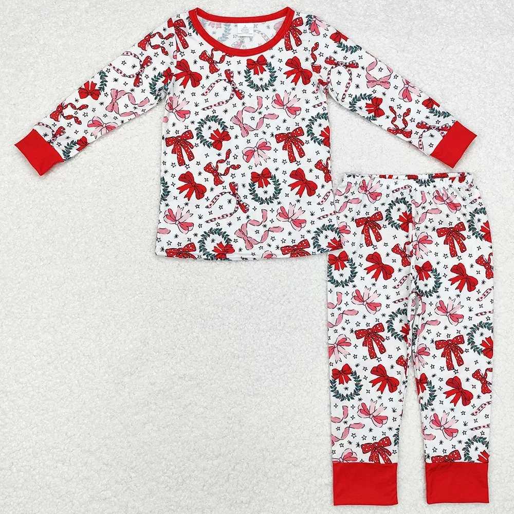 Wholesale baby girl sleepwear Christmas candy bamboo pole sleepwear bamboo sleepwear set baby sleepwear new W241213