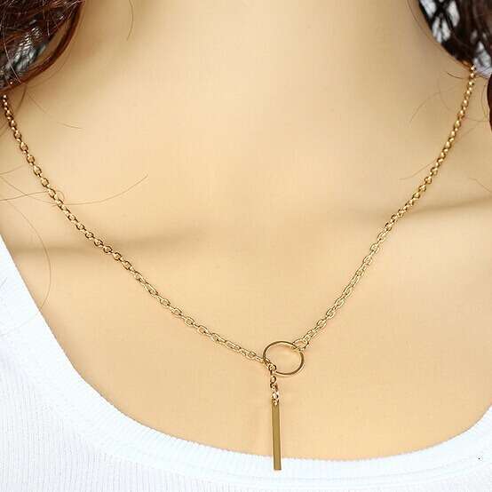 NJ580 Hanzhishang Punk Fashion Jewelry Simple Metal Ring Short Necklace Neckchain Women's Clavicle Chain Neckpiece