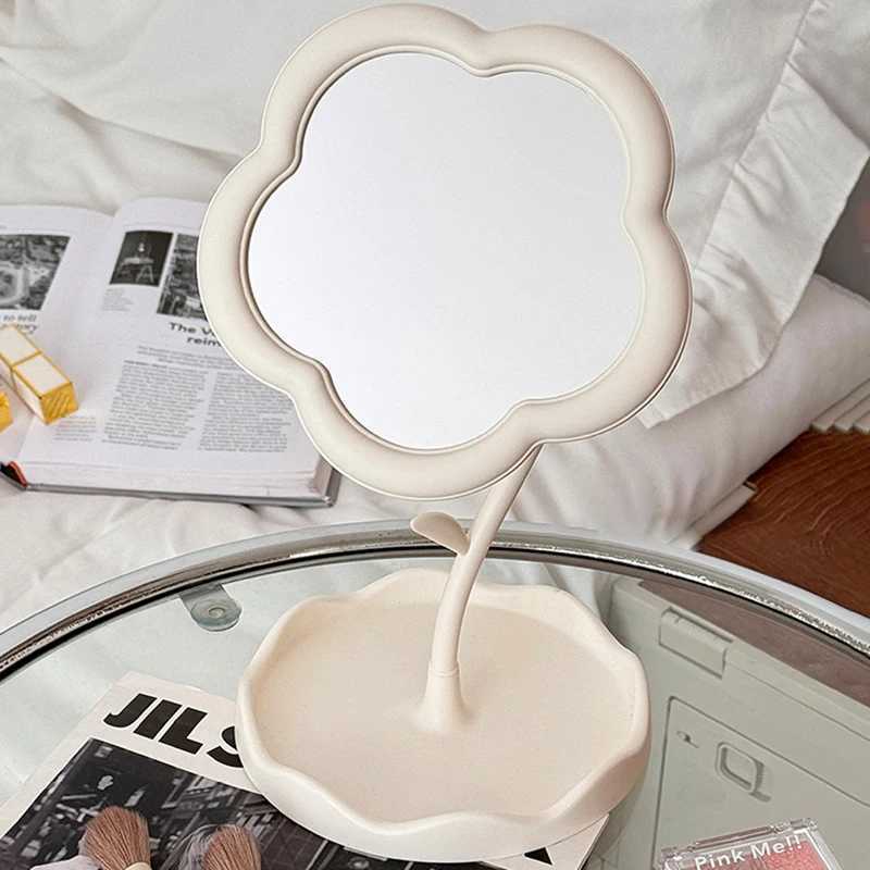 1Pcs Flower Shaped Mirror Decorative Mirrors Makeup Mirror With Jewelry Hair Accessories Tray Tabletop Mirror Home DecorXJ241213