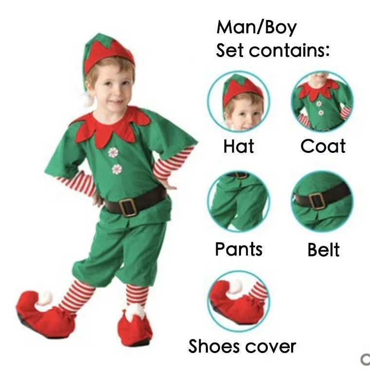 Christmas costumes cute elf costumes for children role-playing for parents and children green Christmas costumes for girls princess costumes W241213