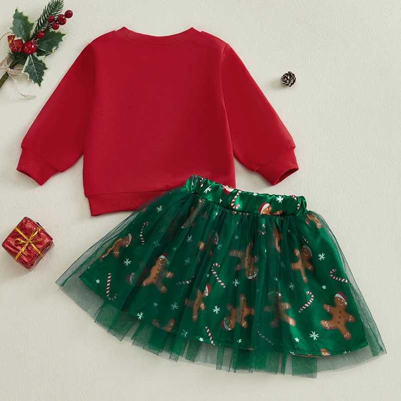 Pudcoco Toddler Girls 2Pcs Christmas Outfits Long Sleeve Gingerbread Sweatshirt + Tulle Skirt Set Baby Clothes 6M-4T W241213