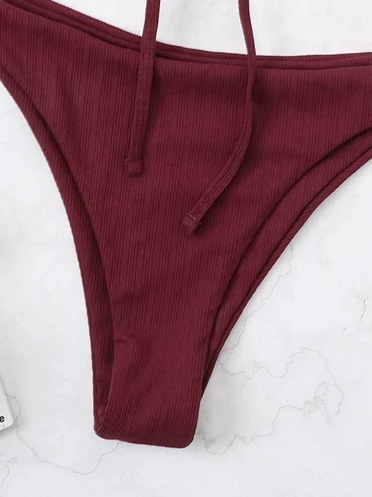Circyy Swimsuit Women Bikini Set Solid Chic Spaghetti Strap Two-Piece Fa Swimwear New Fashion Bathing Holiday Sexy BeachwearXJ241212