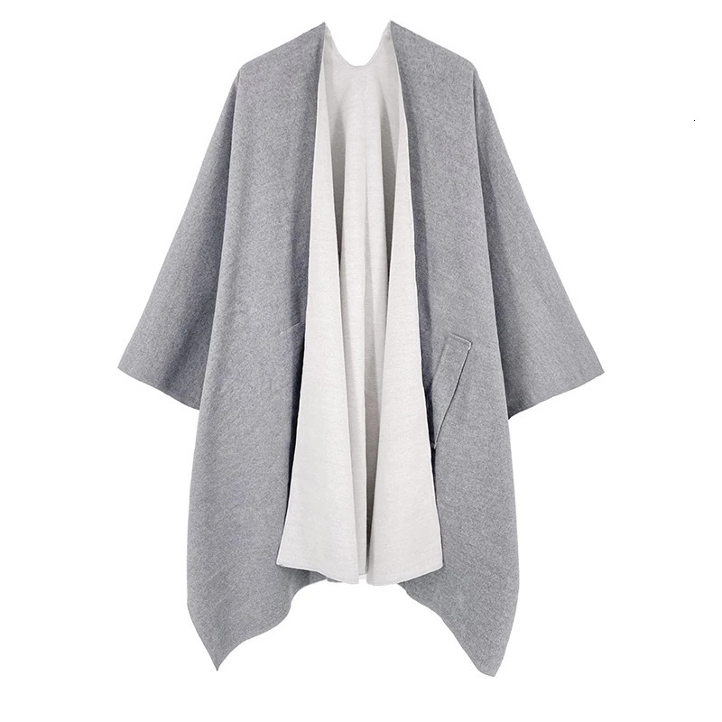 Winter Warm Ponchos And Capes Men Women Shawl Double-Sided Wearable Thicken Blanket Soft Scarf Cashmere Wraps Pashmina Bufanda 241212