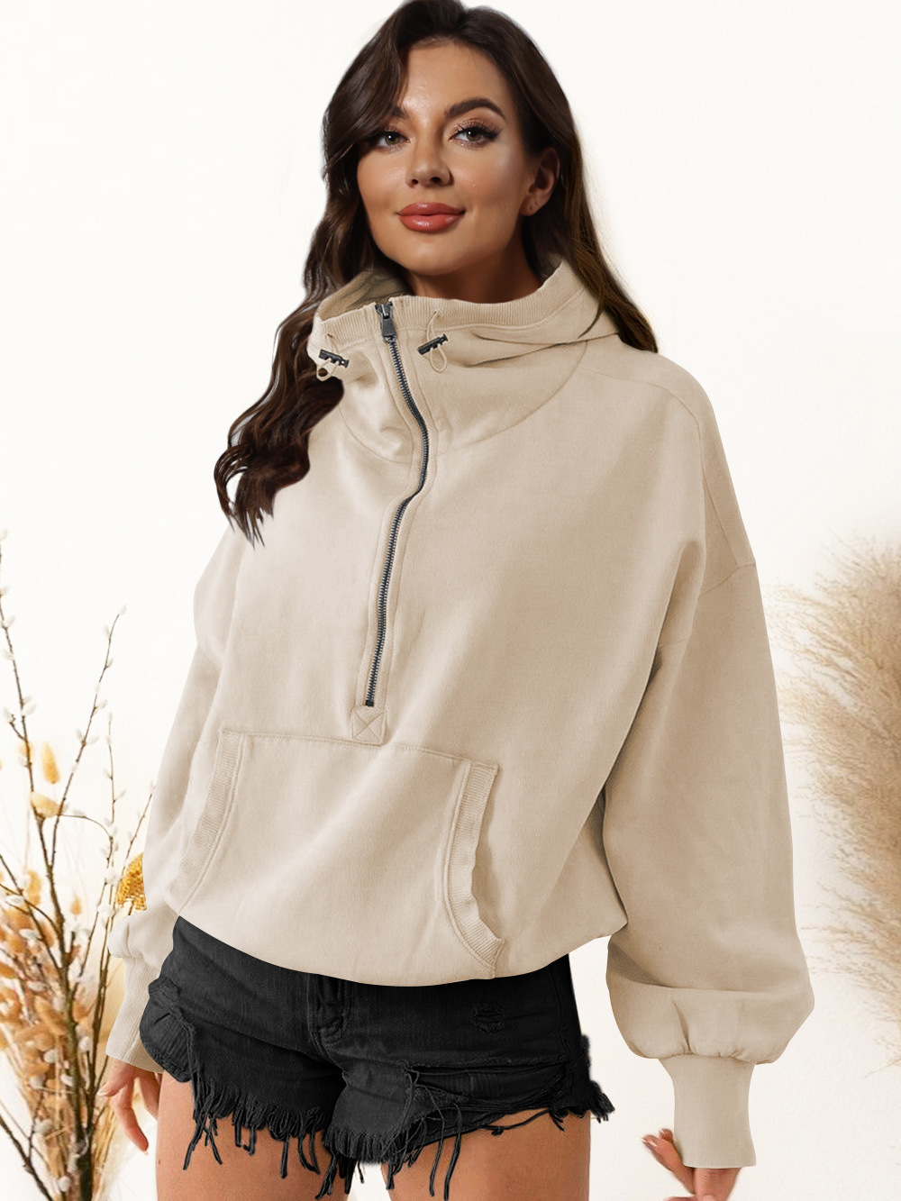 2025 free shipping designer hoodies for womens Hooded sweatshirt black pink blue green begei Sports hoodie zipper drawstring long sleeved top