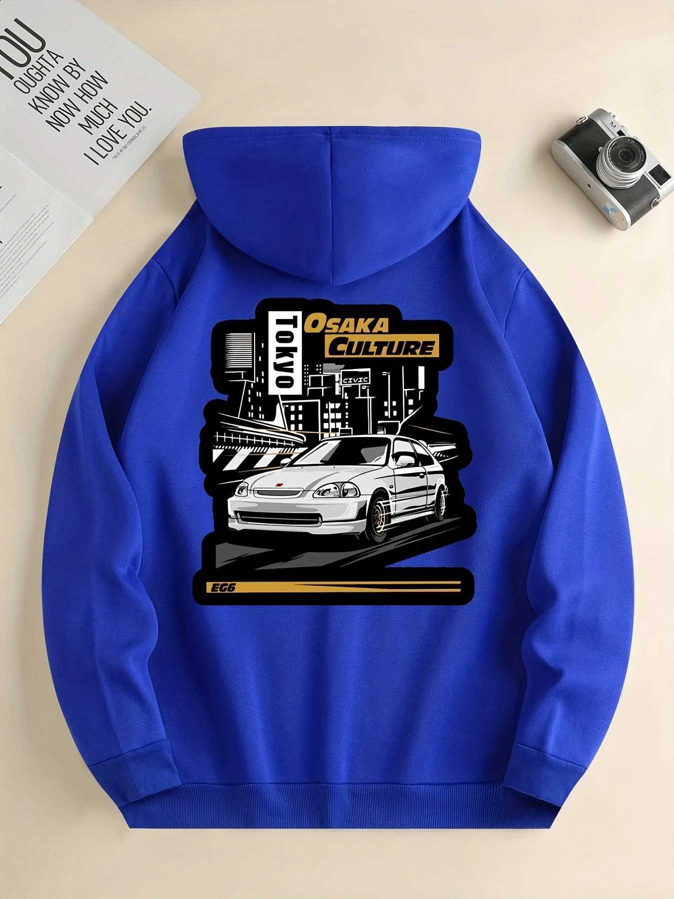 Loose and comfortable mens fashionable hooded sweatshirt with printed pattern for autumn and winter casual sports shirt long sleeved S-3XL W241213