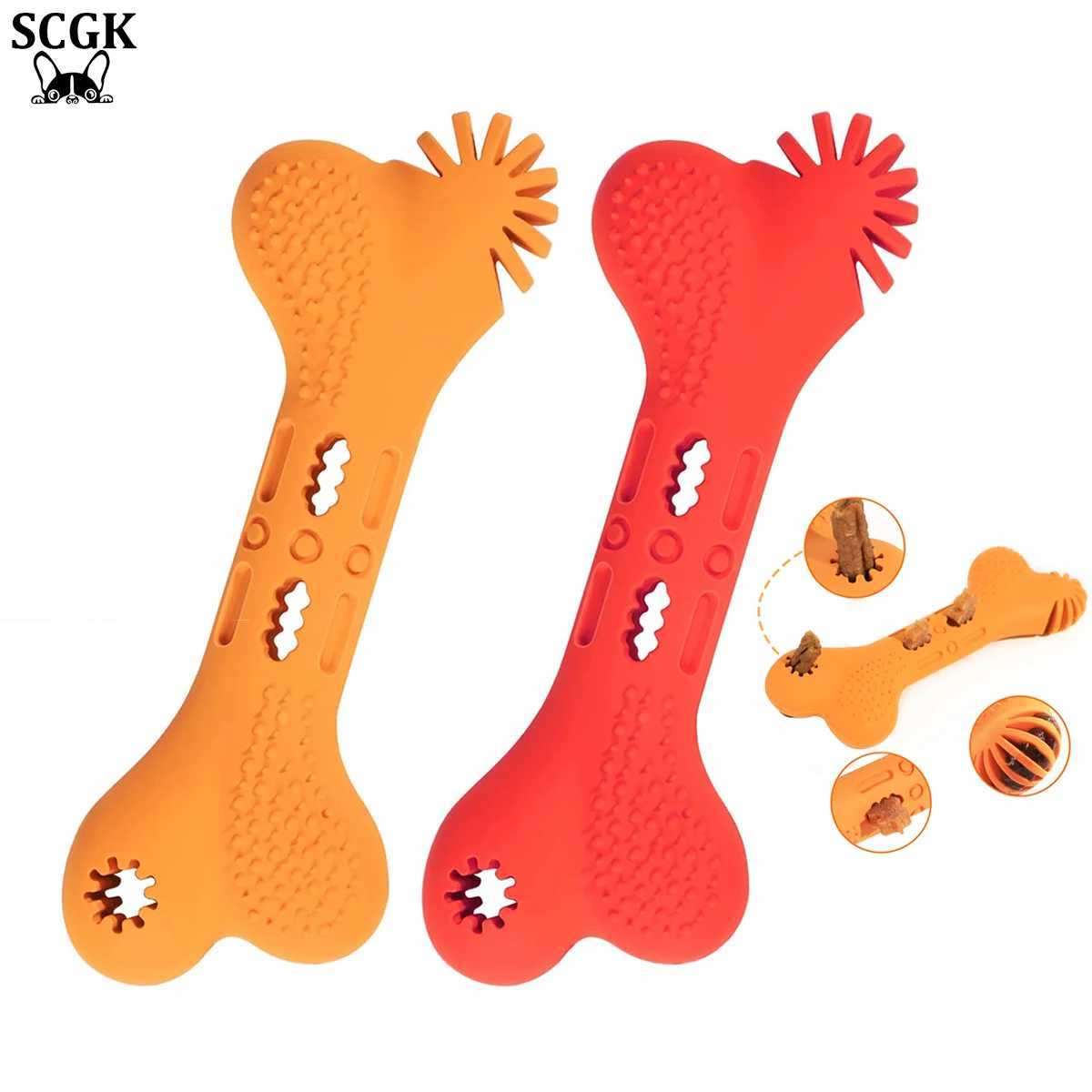 SCGK puppy toys chew toys interactive therapy distribution puzzle toys puppy hard rubber teeth puppy bones X241213
