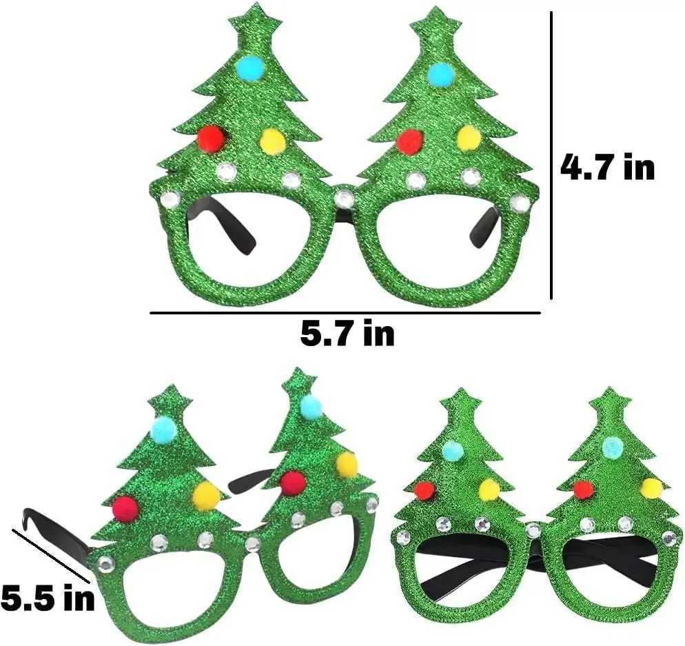 Sunglasses 12/24/72Pcs Christmas Glasses Glitter Great Fun Glasses Accessories Christmas Party Decor for Kids Adults Annual Party Favors H241213