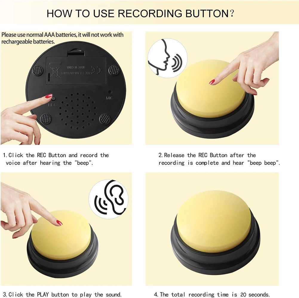 Funny Dog Voice Recording Button Pet Toys Recordable Training Talking Buzzer Pet Starters for Communication Dog Speaking Buttons X241213