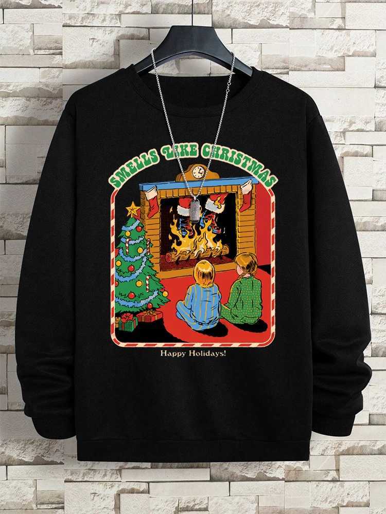 Smelling like Christmas fun manga mens hip-hop oversized sweatshirt oversized wool mens autumn loose fashion hoodie W241213