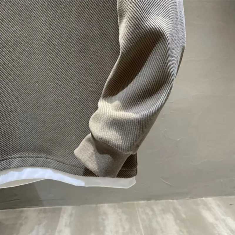 Mens Fashion Retro Japanese Style Patch Work Simple Sweatshirt Autumn Winter Casual Round Neck Long Sleeve Loose Zipper Hoodie W241213
