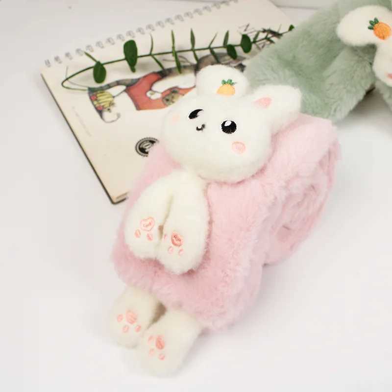 Scarves Wraps Baby Boys Girls Winter Scarfs Thick Plush Cross Children Scarf Baby Bib Cute Cartoon Rabbit Faux Fur Neck Protection Warm Shawl H241213