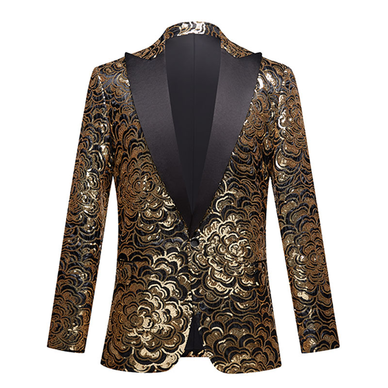 K895 Men's Sequined Suit Set - Two-Piece Performance Outfit for Stages & Events