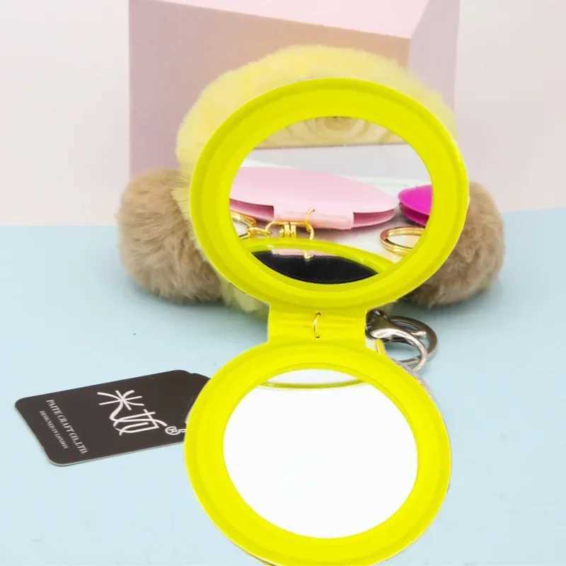 Cute Plush Cosmetics Mirror Mini Makeup Mirror Decorative Mirrors Portable Double-sided Folding Mirror Pocket Beauty toolsXJ241213