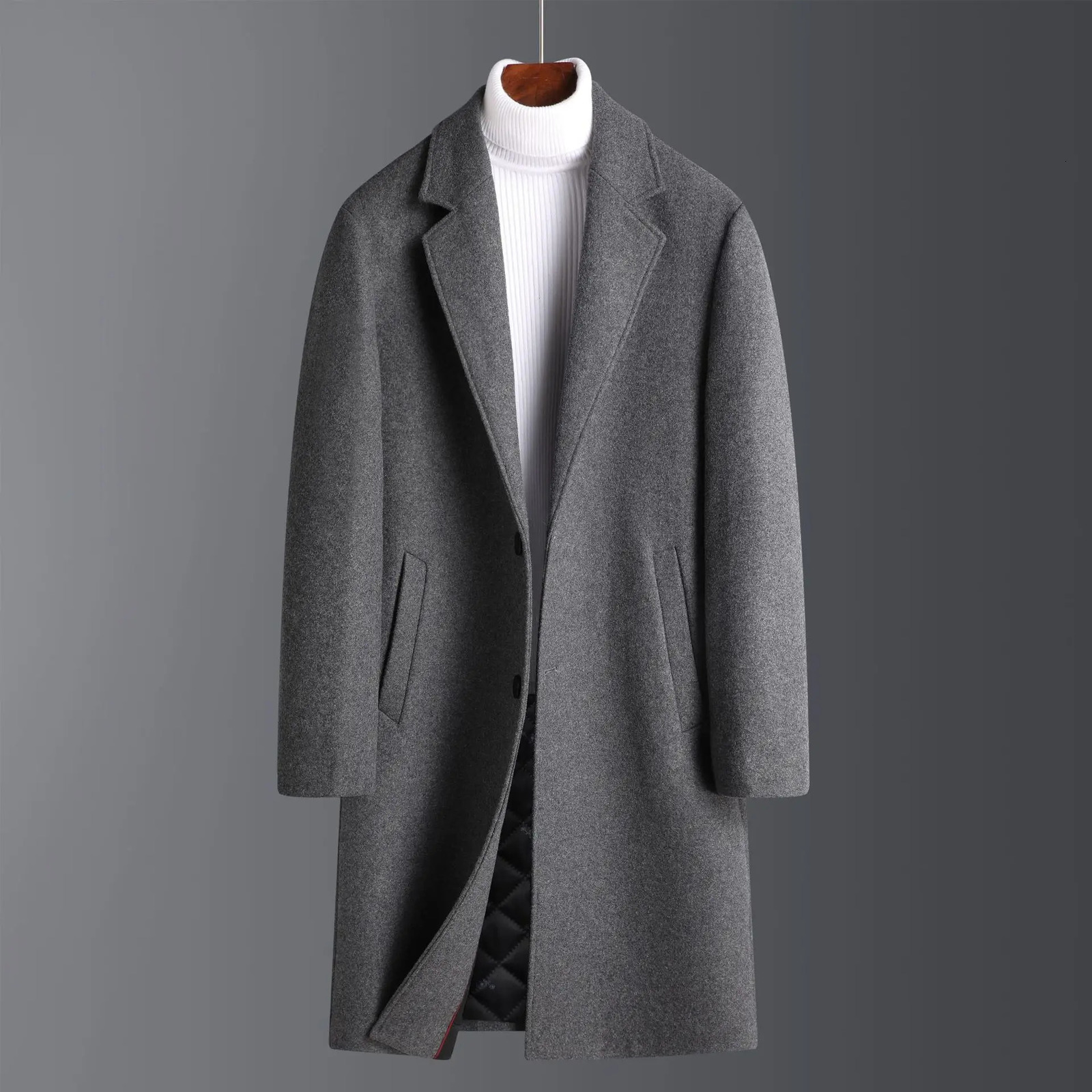 Mens Medium And long length Business Casual Outerwear including Woolen Overcoats and Windbreakers For Autumn Winter 241213