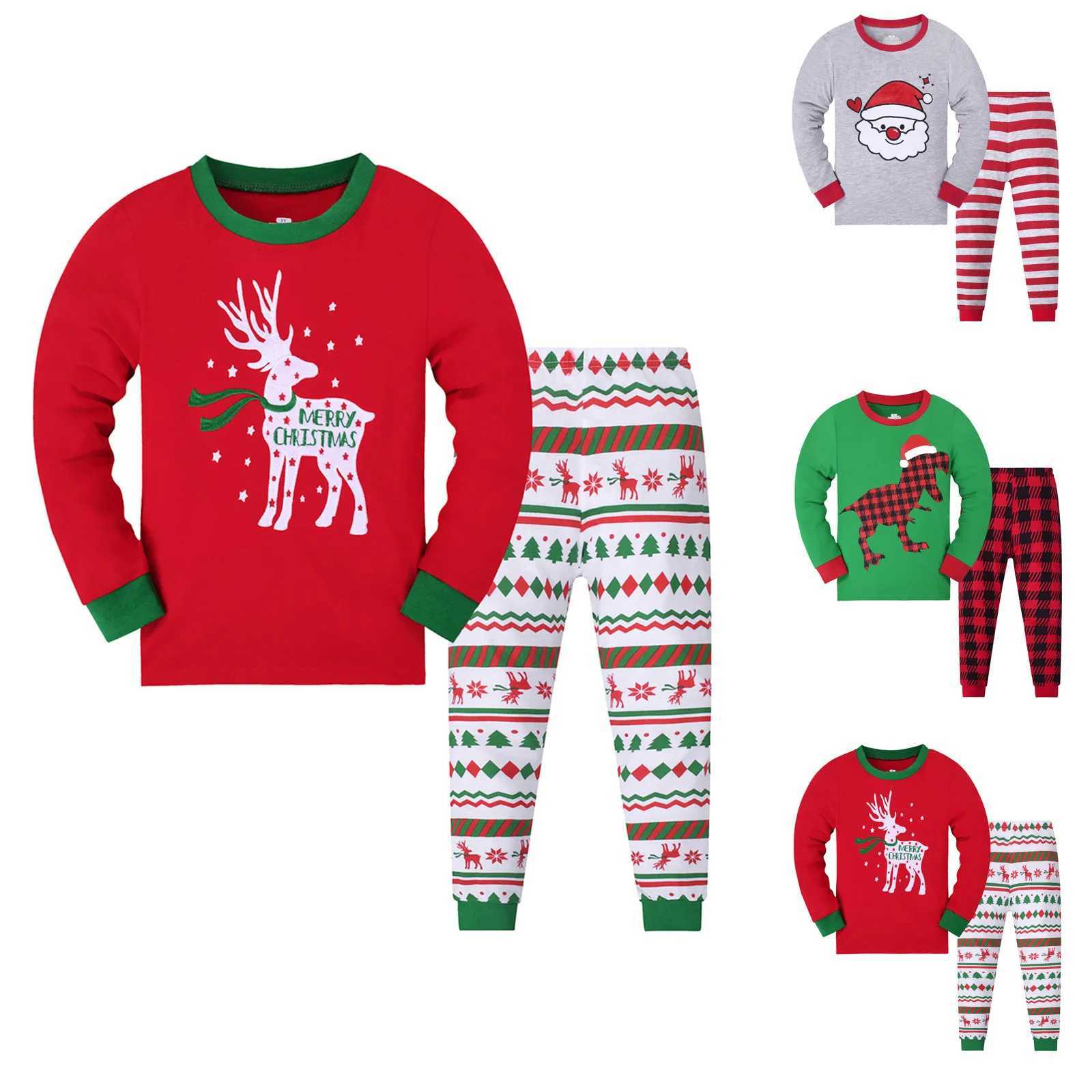 New childrens clothing set girls Christmas pajamas cartoon boys pajamas 1-9 year old childrens pajamas baby pajamas set X-mas W241213